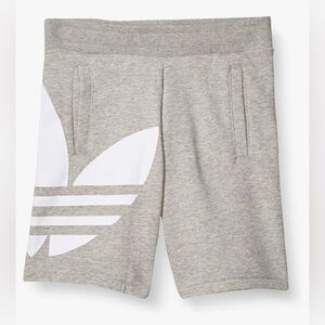 NEW! Adidas Originals Big Trefoil Logo Sweat Shorts Gray Boys Kids SZ 11/12 Yr